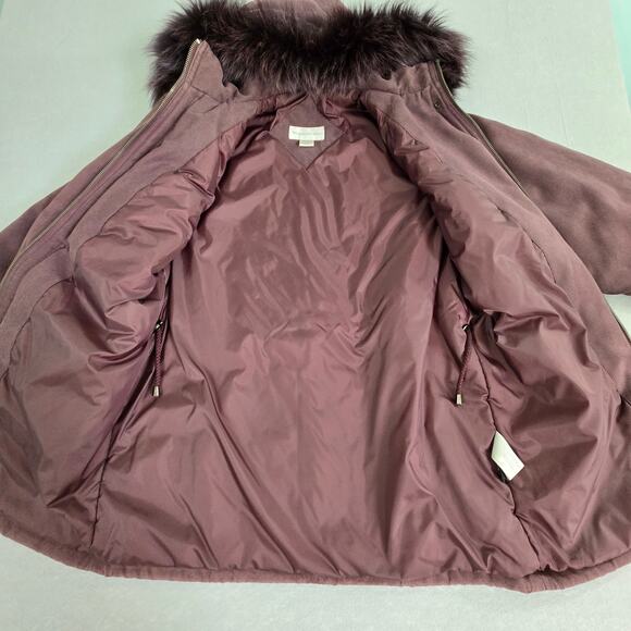 Worthington Dupont Thermolite Plus Faux Fur Trim Hood Zip Parka Jacket Purple - Picture 4 of 16